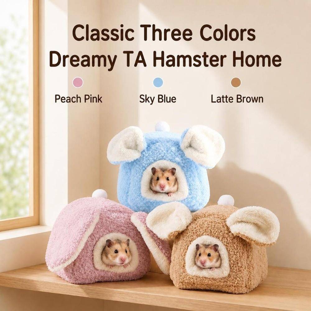 Ear-shaped Winter Hamster Bed Guinea Pig Cage Hamster Shelter Cute Hamster House  Indoor Rest brun