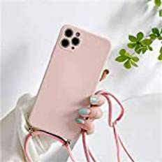 Sitthyw Fodral iPhone XR mobiltelefonkedja silikon mobiltelefonfodral halsband fodral med sladd för att hänga upp silikon skyddsfodral med band – halsband skal avtagbar stötsäker snodd fodral för iPhone XR, rosa