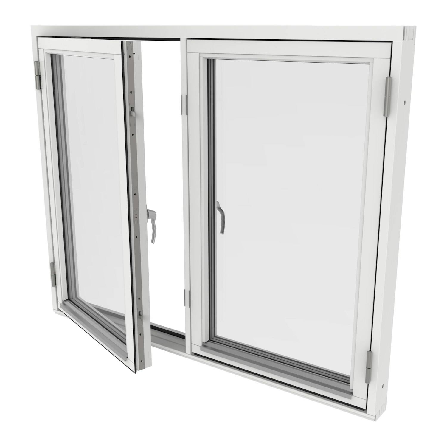 Sidohängt Fönster Outline 3-Glas Trä 2-Luft BxH 140x140 cm 3-glas 2 Luft Vitmålat