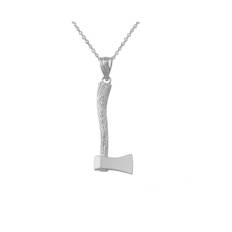 Minimalist Axe Pendant Necklace in 9ct White Gold - white gold