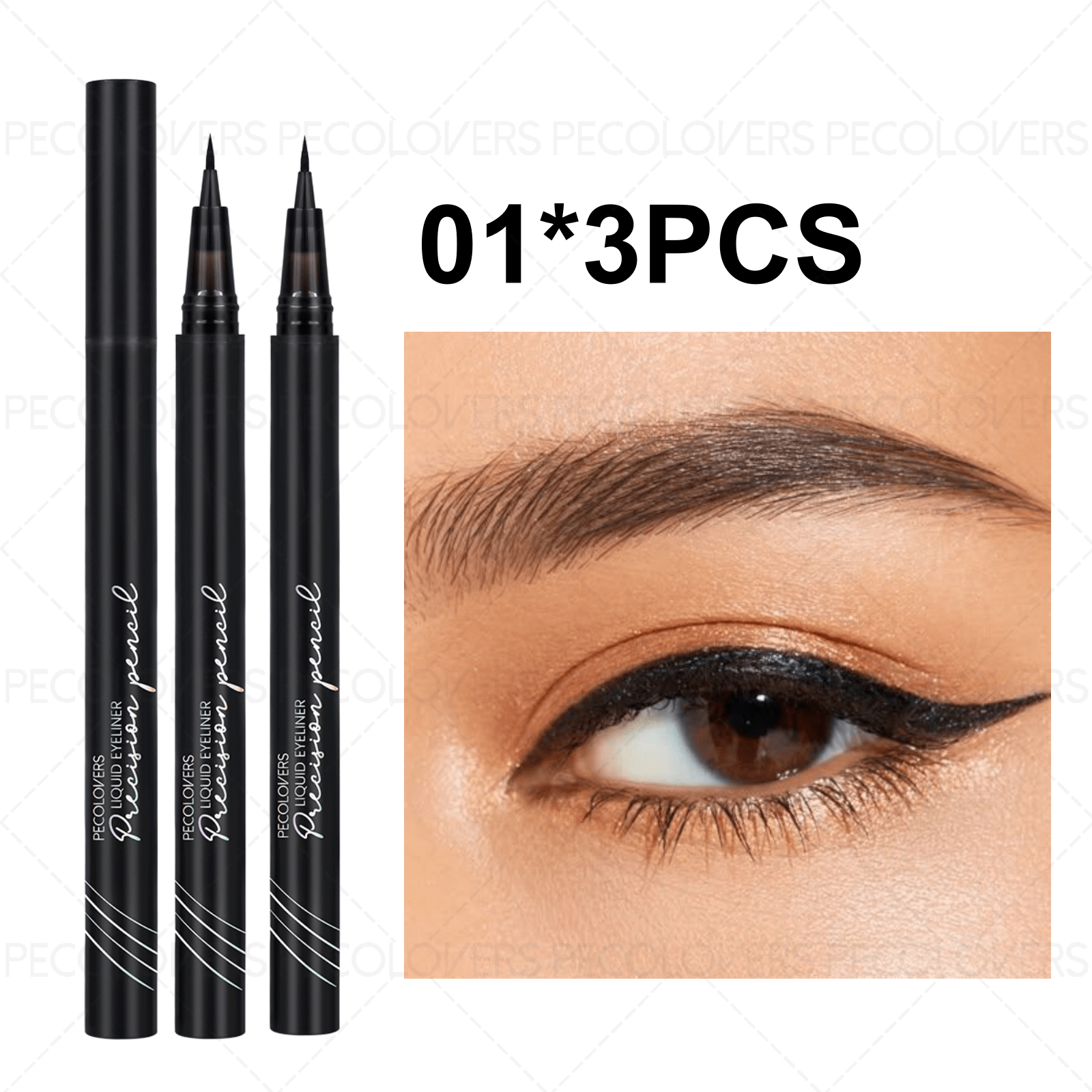 3pcs/set Smooth Waterproof Black Eyeliner, Tip, Quick-drying, Anti-smudge, Long-lasting Eye Makeup, Essential Eyeliner For Travel, Suitable For Beauty Enthusiasts And Beginners