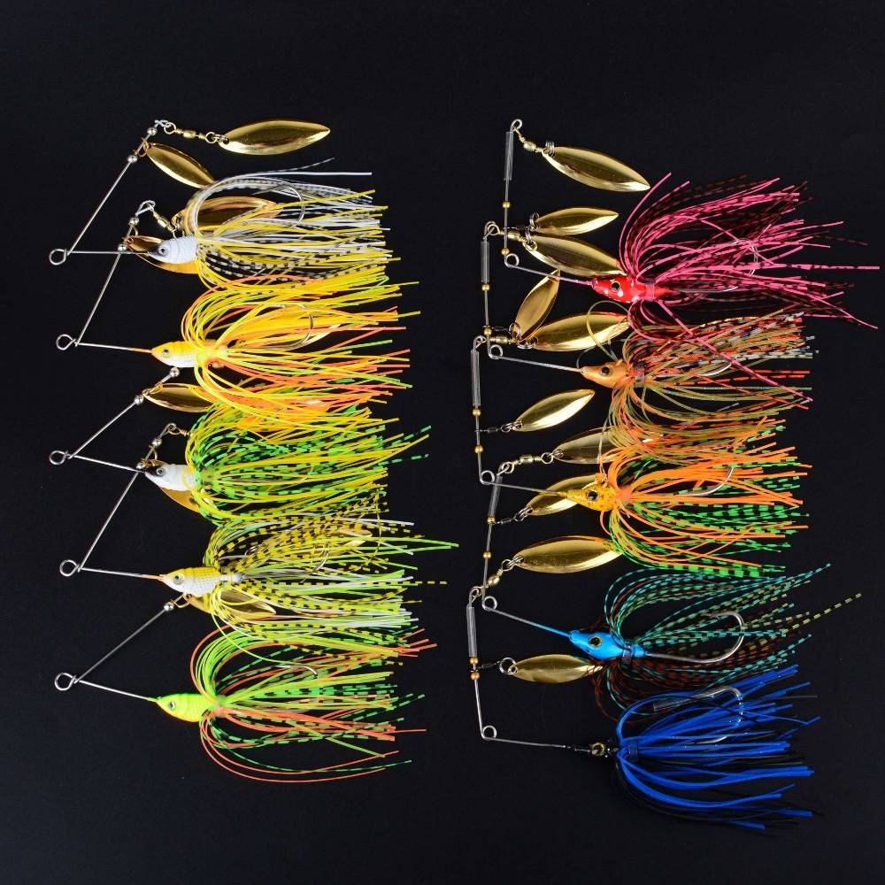10pcs Spinnerbait Fishing Lure Spinner Bait Metal Swimbait Hook Kit Skirt For Pike