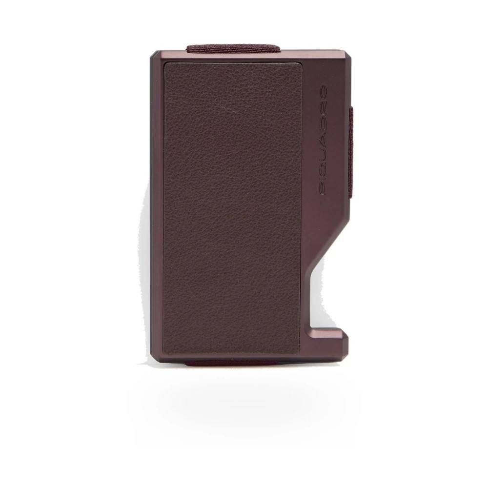 Piquadro - MagSafe-korthållare i metall och läder med elastiskt band Accessoarer - Dam - ONE Size - Läder