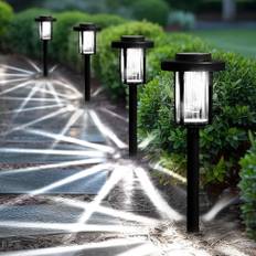 Solpex Solcellslampor för utomhusbruk, 4 stycken LED-solcellslampor trädgårdsdekoration, vattentät soldriven vägbelysning för trädgård, terrass, landskap, trottoar, vit