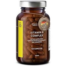 Vitamin B Complex Vegan Certified | High Strength - All 8 B Vitamins + Co-Factors | 120 Capsules for 120 Days | Vit B1, B2, B3, B5, B6, B12, Biotin & Folic Acid + Myo-Inositol + Choline | High Potency