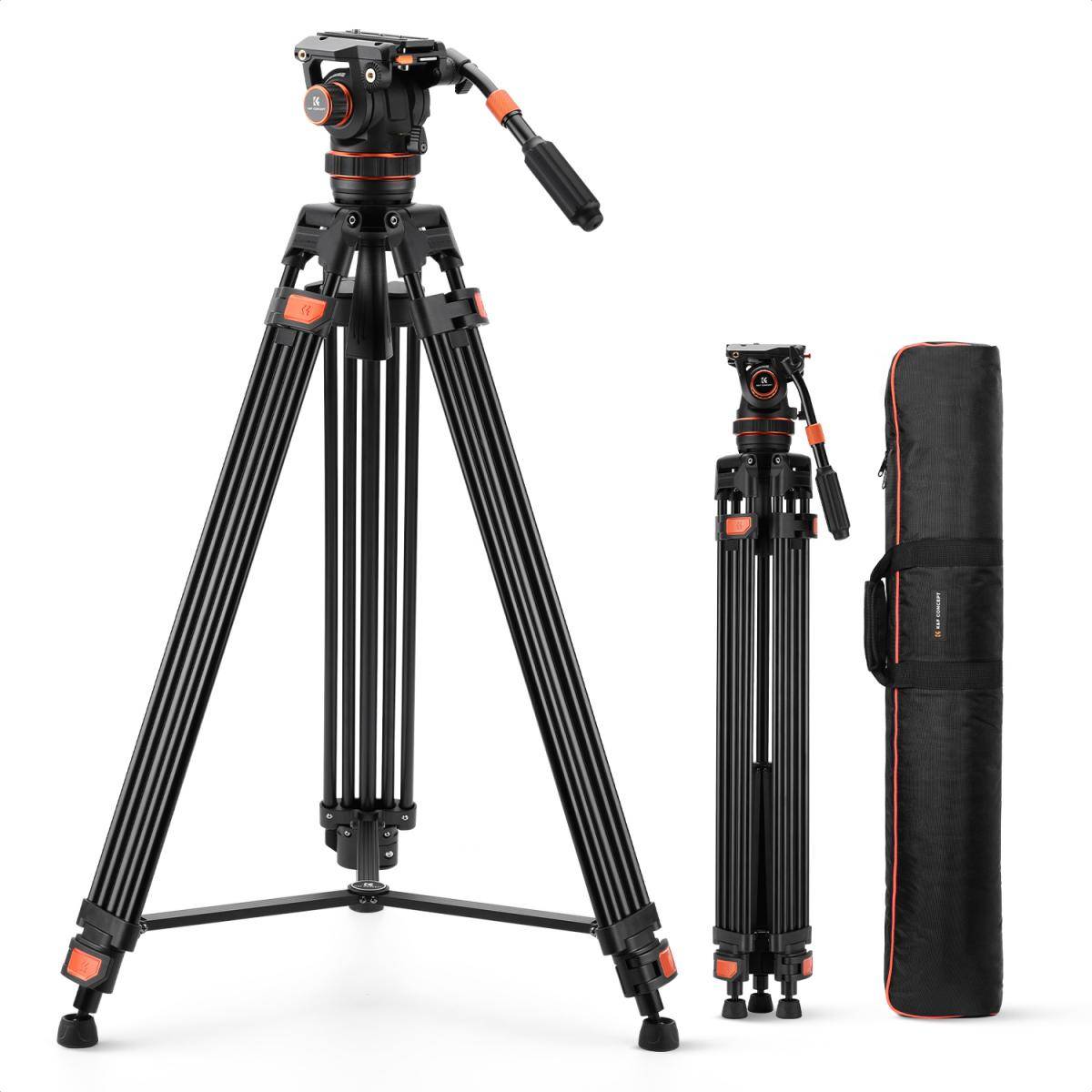 KENTFAITH Heavy Duty Tripod 75" Video Tripod Stand with Fluid Head Damping Adjustable, Load up to 22lb, QR Plate Compatible with Canon Nikon Sony and Other DSLR Camcorder K&F CONCEPT