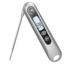 DOQAUS Grilltermometer, digital stektermometer, köttermometer för matlagning, kökstermometer med snabb avläsning på 3 s och lång sond, för stekning, matlagning, grillning och bakning, silver