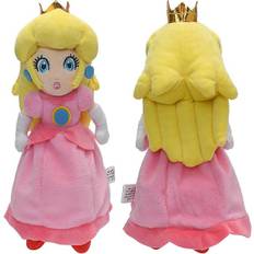 Princess Peach Super Mario Plyschleksak med röda skor, rosa kjol, gult hår och krona, gosedjurssamling, dekoration, present [kk]