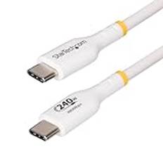 StarTech.com 3 m USB C-laddningskabel, vit, USB-IF-certifierad USB-kabel, 240 W PD EPR, USB 2.0 typ-C bärbar datorladdningskabel, M/M