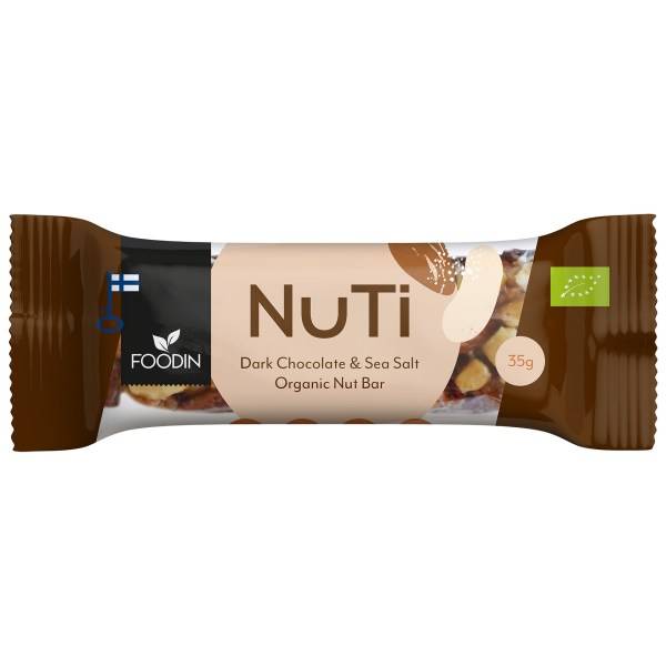 Foodin NUTI Bar Organic, Dark Chocolate & Sea Salt, 35 g