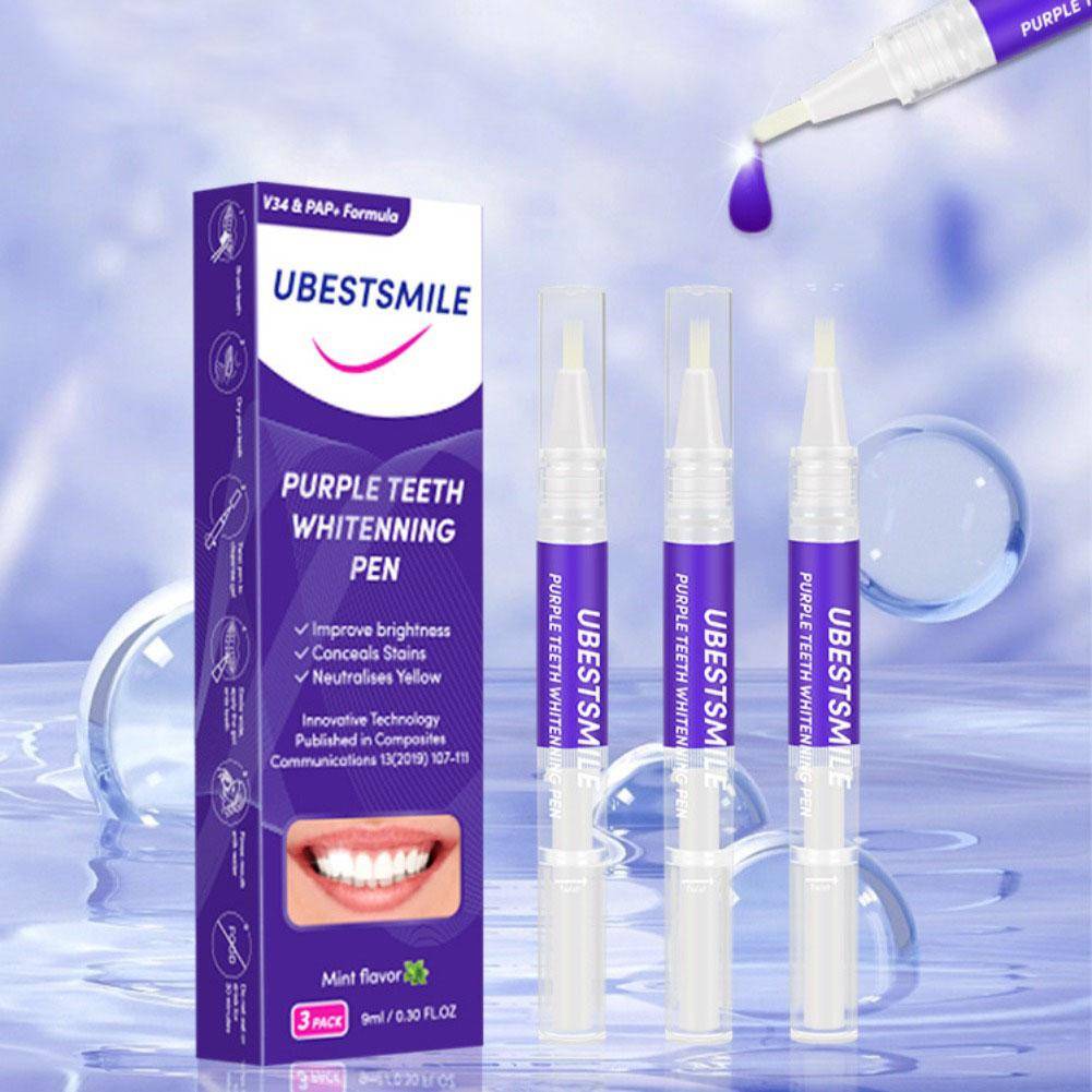 Brand Mint Flavor Purple Teeth Whitening Pen V34 PAP+ Remove Tartar Stains Dental Cleaning Pen Brighten Smile Smear Oral Care