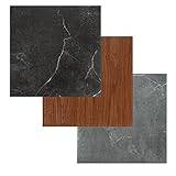 Joparri PVC-golvmatta, vinylgolv, självhäftande vinylgolv, 30 x 30 cm, halkfri vattentät skärbar kakeloptik golvplattor, golvvärme kakel (ca 2 m2, svart marmo)
