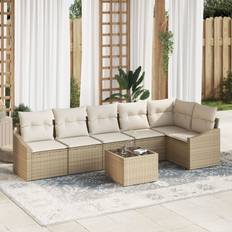 vidaXL 7-delers have sofa sæt med puder brun poly rattan