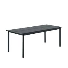 Muuto - Linear Steel Table 200cm Black - Udendørs spiseborde - Thomas Bentzen - Sort - Metal