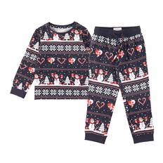 Jule-Sweaters Nattøj - Julehjerte Pyjamas - Navy - Jule-Sweater - 9-10 år (134-140) - Nattøj 2-delt