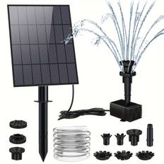 TEMU Solar Powered Water Fountain Pump With Multiple Nozzles - Diy Decorative Solar Spray For Bird Bath, Swimming Pool, Fish , Garden, And Backyard