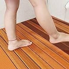 Teak duschmatta stor halkfri träbadmatta med lamelldesign förhöjd plattform för bättre dränering bekväm och snygg badrumsmatta 40 x 70 x 4,3 cm (15,7 x 27,6 x 1,7 tum)