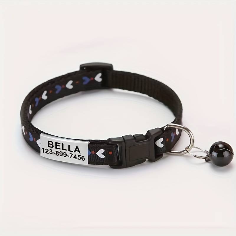 1pc Personalized Cat Collar, Cute Kitten Puppy Pet Collar, With Customizable Cat Id Tag, Engraved With , Perfect Gift To Prevent Loss