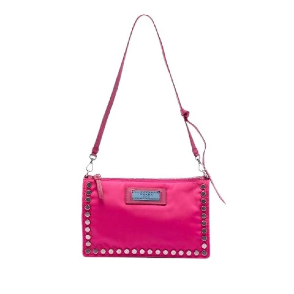 Prada Vintage Pre-owned Etiquette Crossbody Taske - Vintage - Dame - Lyserød - ONE SIZE - Uld