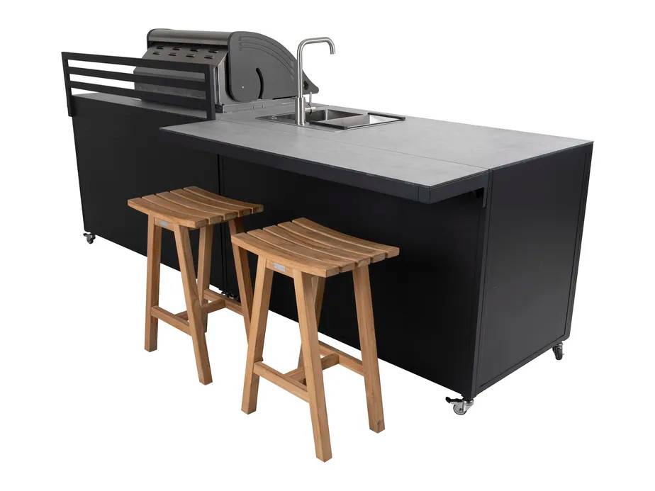 Brafab Fornax utekök Svart/teak 95 x 114 x 95 cm