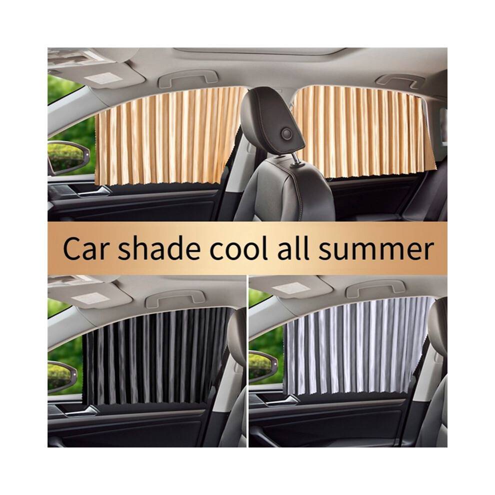 1 Pair Gold Front Car Sunshade Automatic Retractable Car Curtains Car Window Sun Protection for Car Insulation Shading
