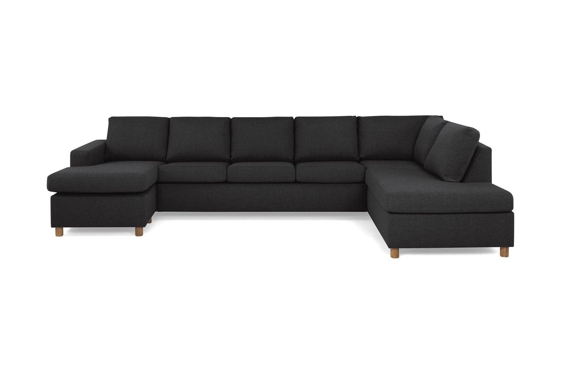 Crazy 5-sits Högervänd U-formad X-Large Soffa med Divan och Schäslong i Tyg - Antracit U-soffa Grå Basic Home