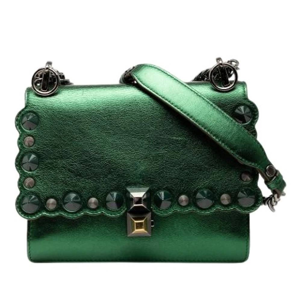 Fendi Vintage Pre-owned Kan I Crossbody Bag - Vintage - Dame - Grøn - ONE SIZE - Uld