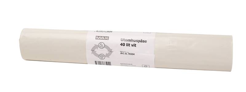 Soppåse Max LLDPE 40L, vit, 35my, 550x800mm, 10 st (550x800mm)