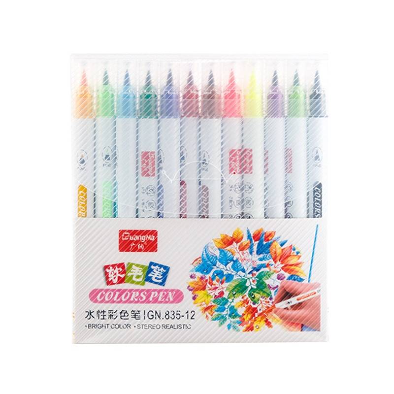 12 färger ljusa färger pensel penna highlighter fluorescerande konst markör penna stereo realistisk för gratulationskort gör-det-själv affischmålning