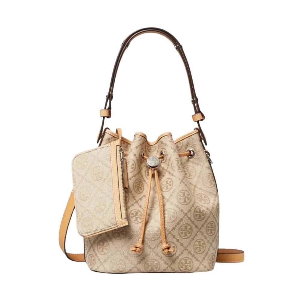 Tory Burch T Monogram Vævet Skuldertaske - Tasker - Dame - Beige - ONE SIZE - Uld