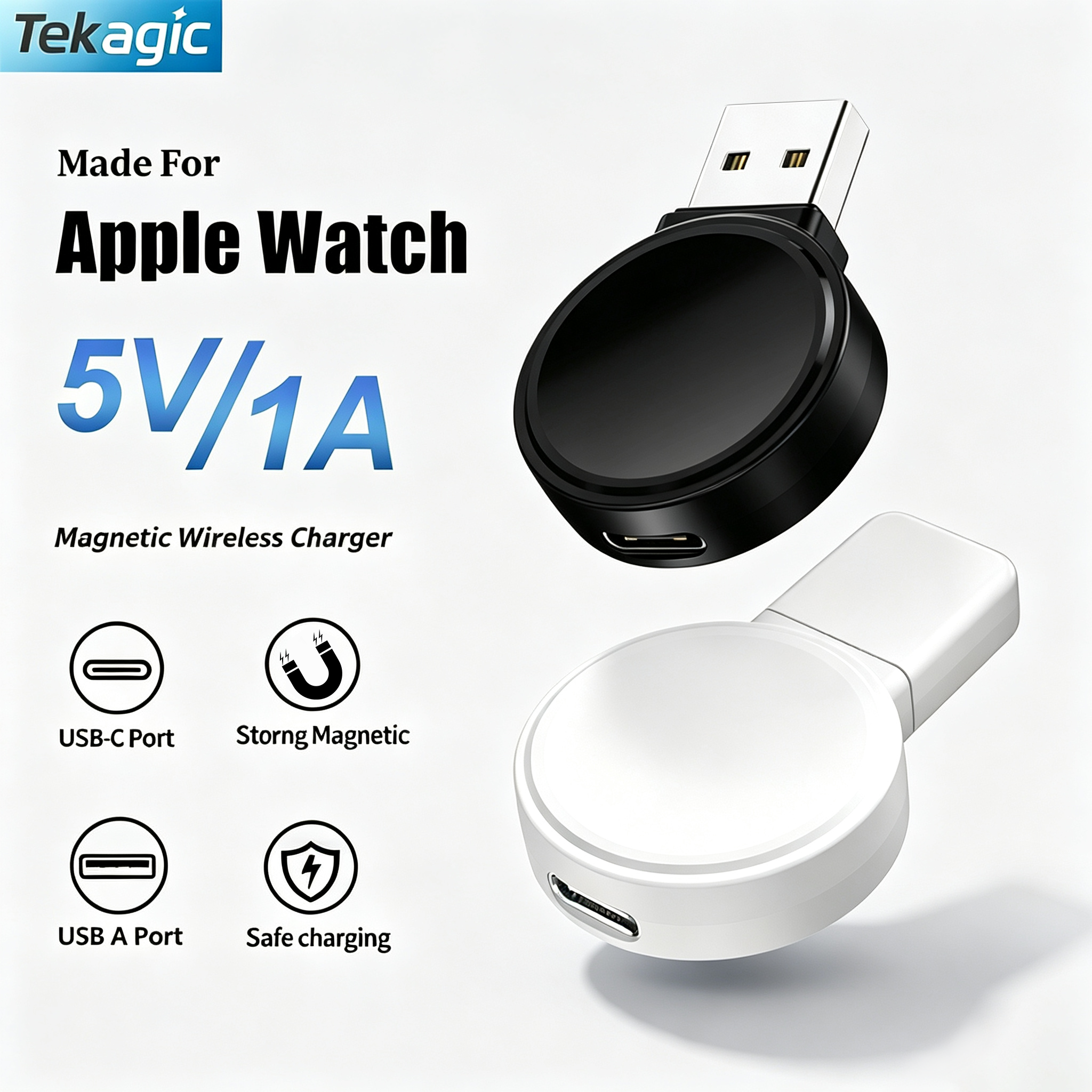 Magnetic Wireless Charger For Apple Watch Series 11 10 9 8 7 USB Type C Convert Charger for iWatch USB A Portable Charging Stand