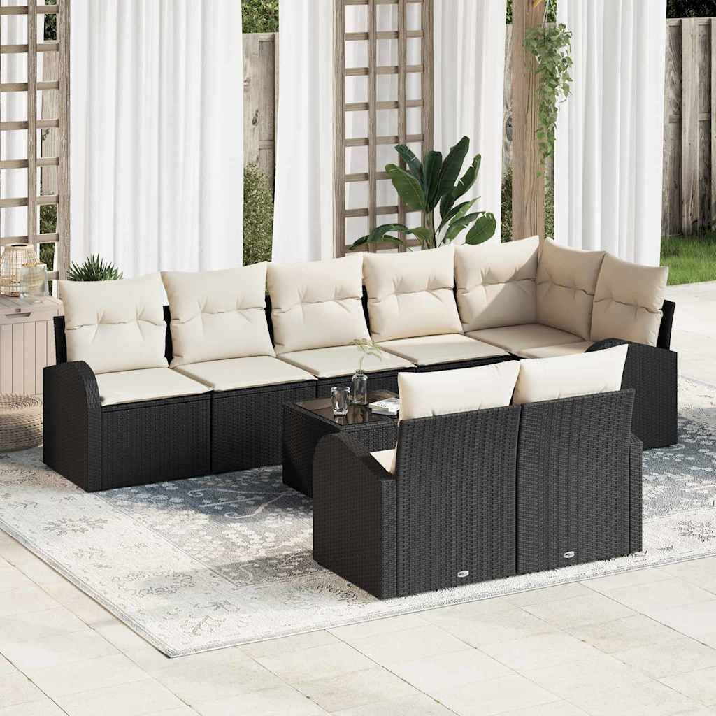 vidaXL Havesofa Sæt Sort og Cream 55 x 55 x 37 cm polyrattan