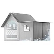 Pet Cooling House, Foldable Pet Cooling House, Durable Indoor Outdoor Dog Houses, with 10 Ice Packs, Ventilate, Easy Clean and Assemble, for Cat and Dog,Grey,45 * 37 * 7cm