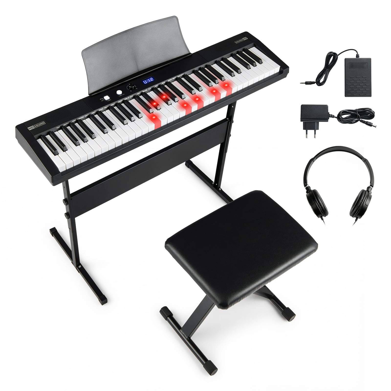 Elektroniskt keyboardset med 61 tangenter och justerbart stativ