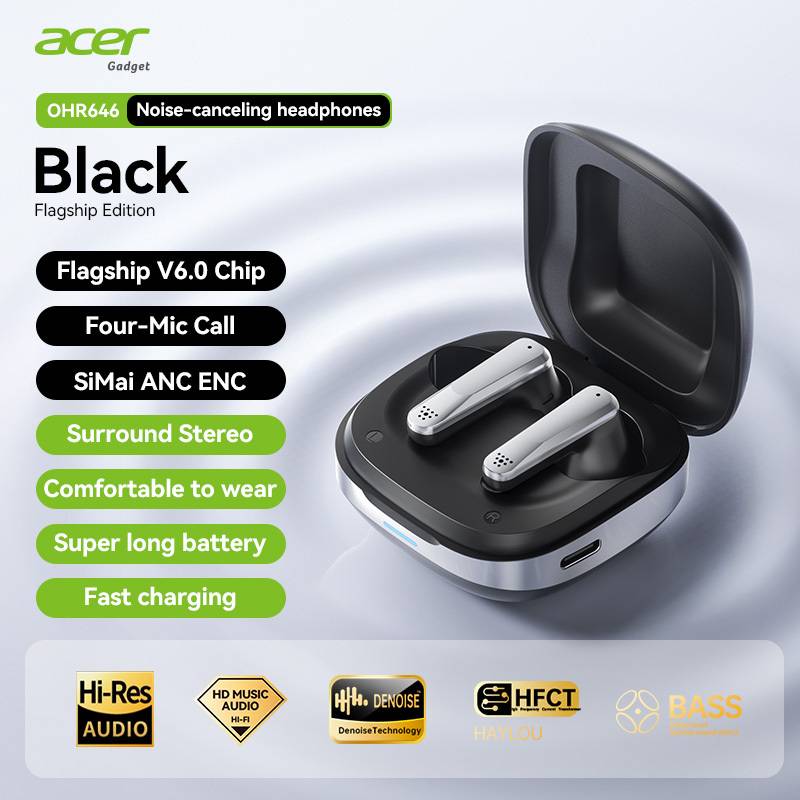 [acer] Noise Canceling Wireless Earbuds: Ultra-long Standby, Mini Portable, For Phones/tablets. Ideal For Fitness, Running, Commuting, Subway/travel. Unisex Student Gift Recommendation