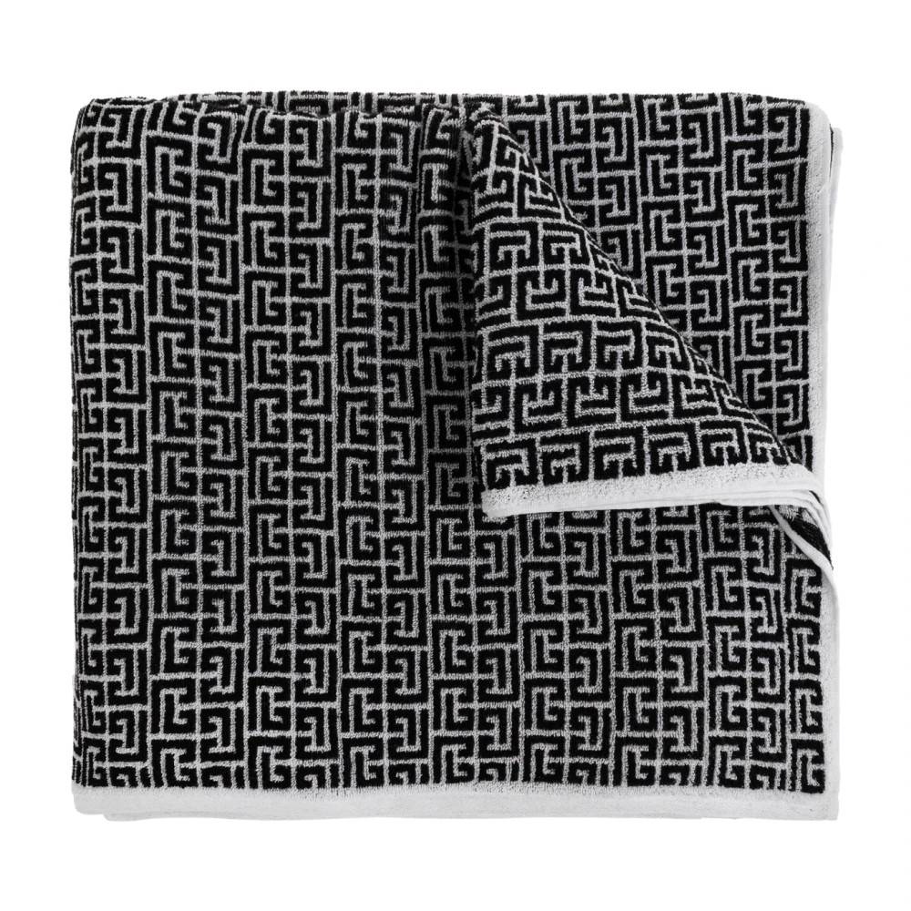 Balmain, Home , unisex, Sort, ONE SIZE, Badehåndklæde med monogram