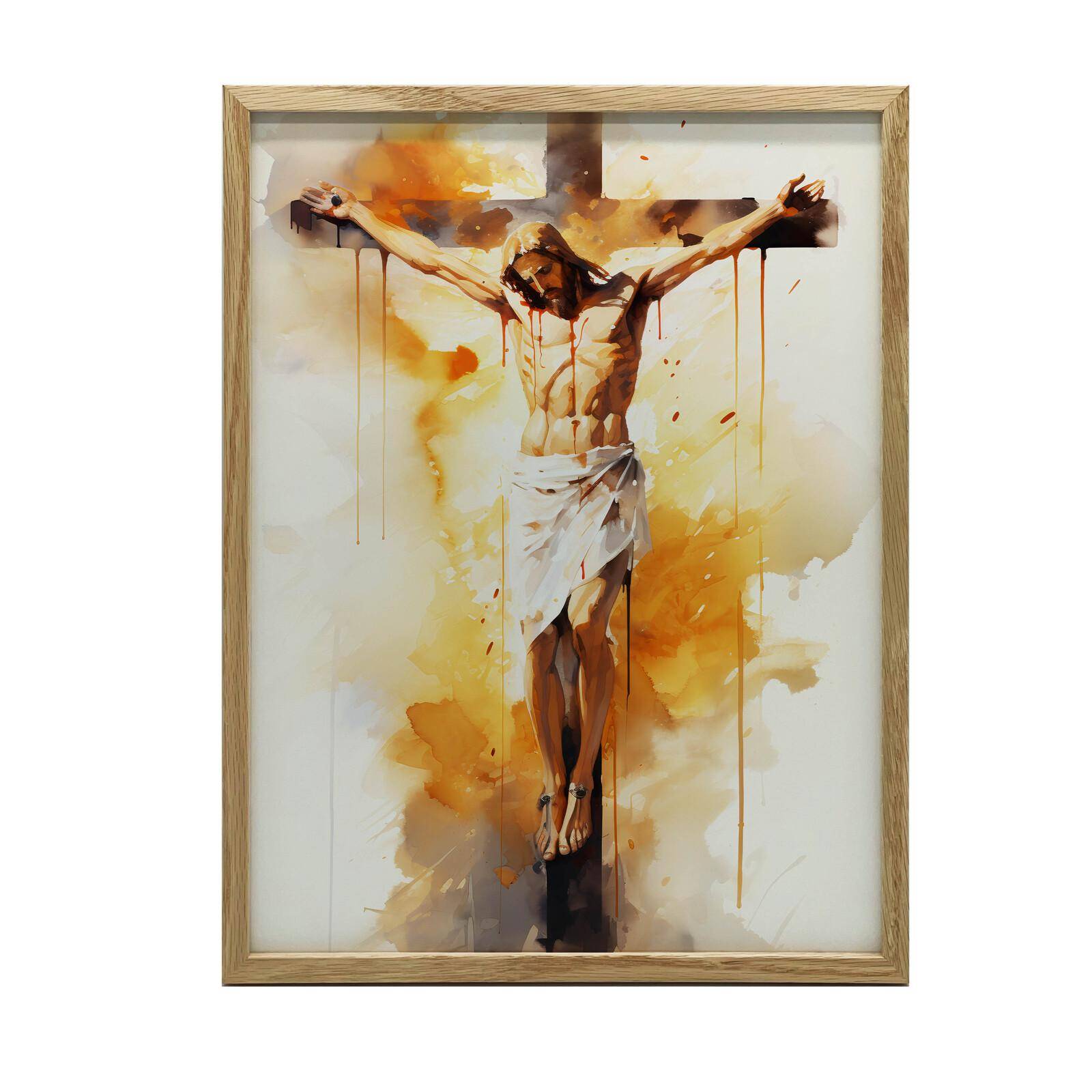 Kärlek på korset - Jesus döende på korset Kärlek på korset - Jesus döende på korset, 50x70 cm, Guld aluminiumram, Matt papper 230 g/m² 54