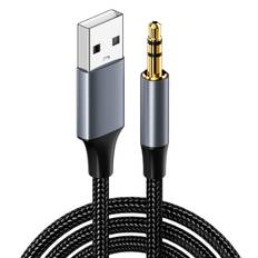 WUXIAOCSG USB to Audio Converter Cable USB to AUX Male Stereo Audio Cable with DAC Heavy Duty Nylon Braided USB A AUX Converter Cable Compatible with