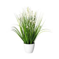 Konstväxt blommor gräs mix ca 46cm vit