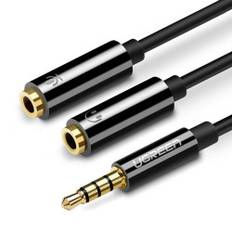 Splitter 3,5 mm minijackadapter - 2 x 3,5 mm minijackmikrofon och hörlurar svart