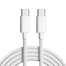 ZHHSUNY USB C-laddningskabel för mobiltelefon 16, 15, 15 pro, 15 pro Max, 15 plus - PD 60W USB-kabel - C till typ C (1, grå - vit, 3,3 FT)