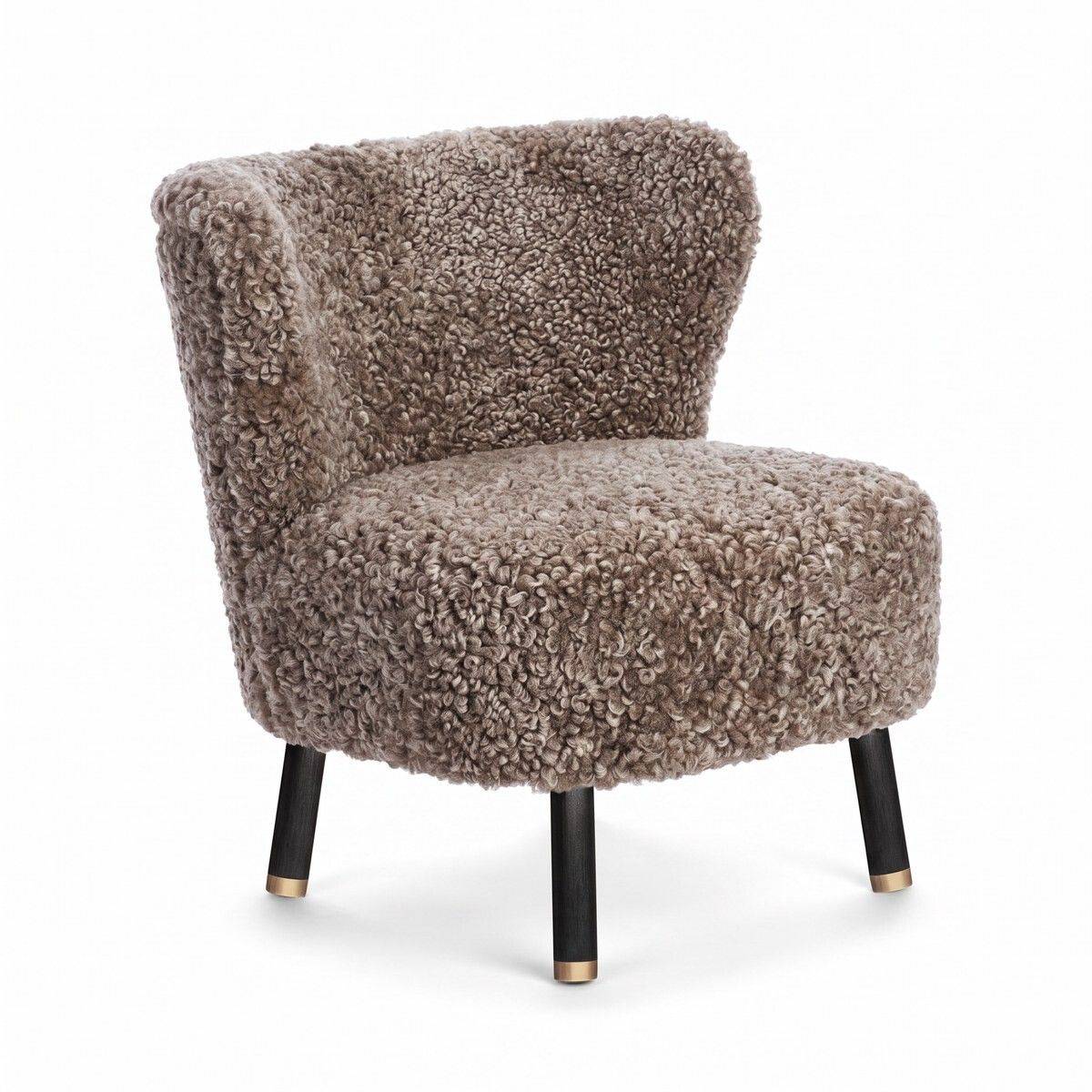 Emil Lounge Chair | Korthåret - Cappuccino / Sort bøg m. messing