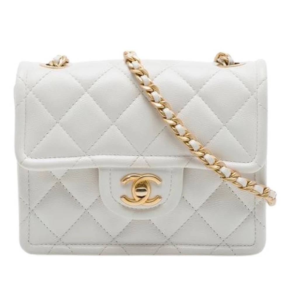 Chanel Vintage Pre-owned Quilted Caviar Leather Crossbody Bag - Vintage - Dame - Hvid - ONE SIZE - Uld