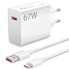 67 W snabbladdare med USB C-kabel 1 m för Redmi Note 13 Pro 12 Pro 11 Pro, Turboladdare för Xiaomi 14 13T 13 Pro 13 12 Lite 12X Redmi Note 12 12S 11S POCO X6 Pro X6 M6 Pro F6 Pro F5 X5 Pro X4 GT