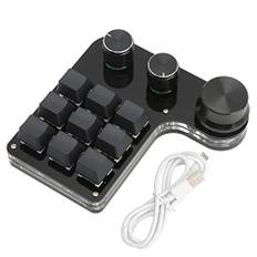 Vomeko Mini Gaming Keypad, 9 Key Keypad,Programmable Keypad,3 Knobs RGB Backlit Blue Switch Programmable 9 Key Keypad for Music Office Media