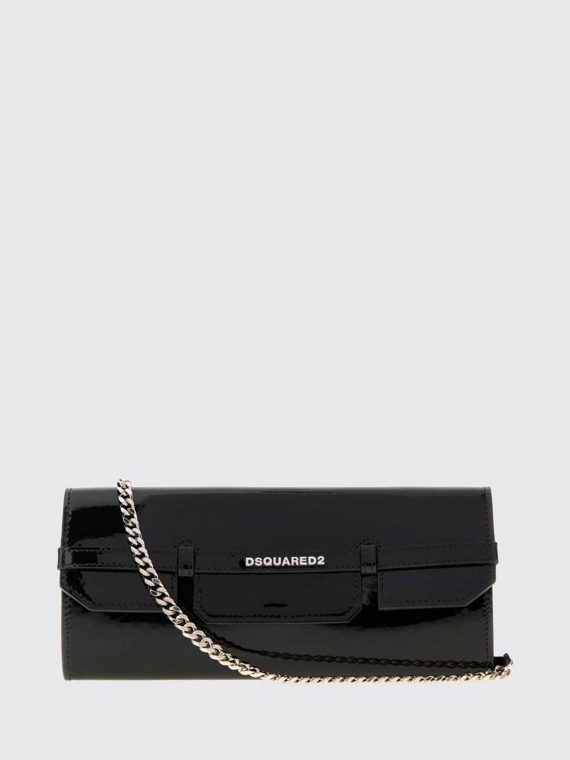 DSQUARED2 Clutch aus Lackleder mit abnehmbarem Metallnetz-Schulterriemen - OS