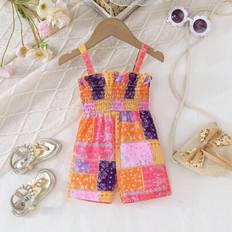 Baby flickor söt tryckt ärmlös Jumpsuit Romper, Casual Bekväm för utomhus och semester, sommar - Multifärgad (6-9M,9-12M,12-18M,1-3M,3-6M)