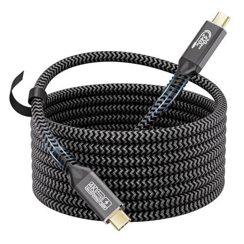 CAKOBLE USB-C 5m Laddningskabel [PD3.1 48V/5A] 20 Gbps Med 5K/4K@60Hz för i-Phone 16Pro/Max, SSD, Bärbara Datorer, Bildskärm, USB-C-Hubb