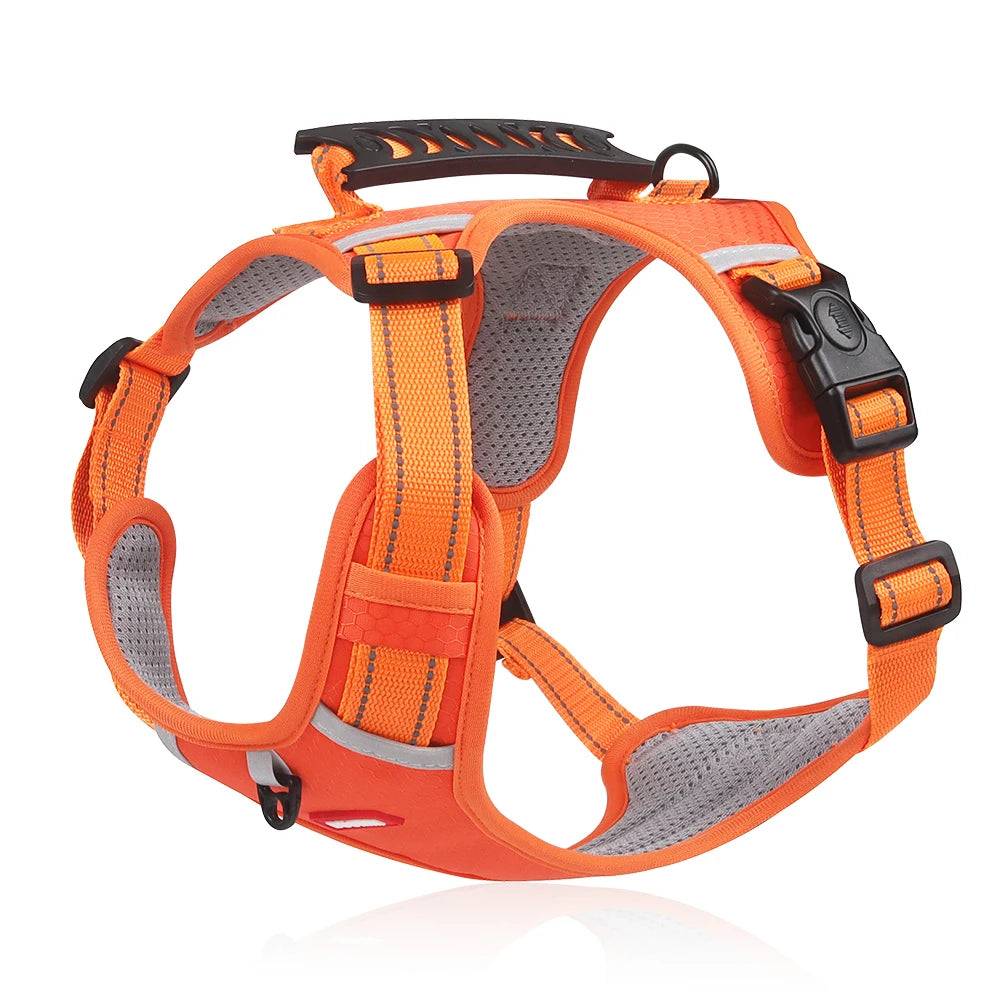 Reflective No-Pull Dog Harness Vest with AirTag Holder - Orange / M / SPC (M)