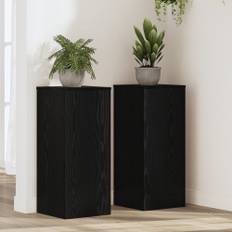 Växtställ 2 pcs Svart ek 30 x 30 x 70 cm Konstruerat trä